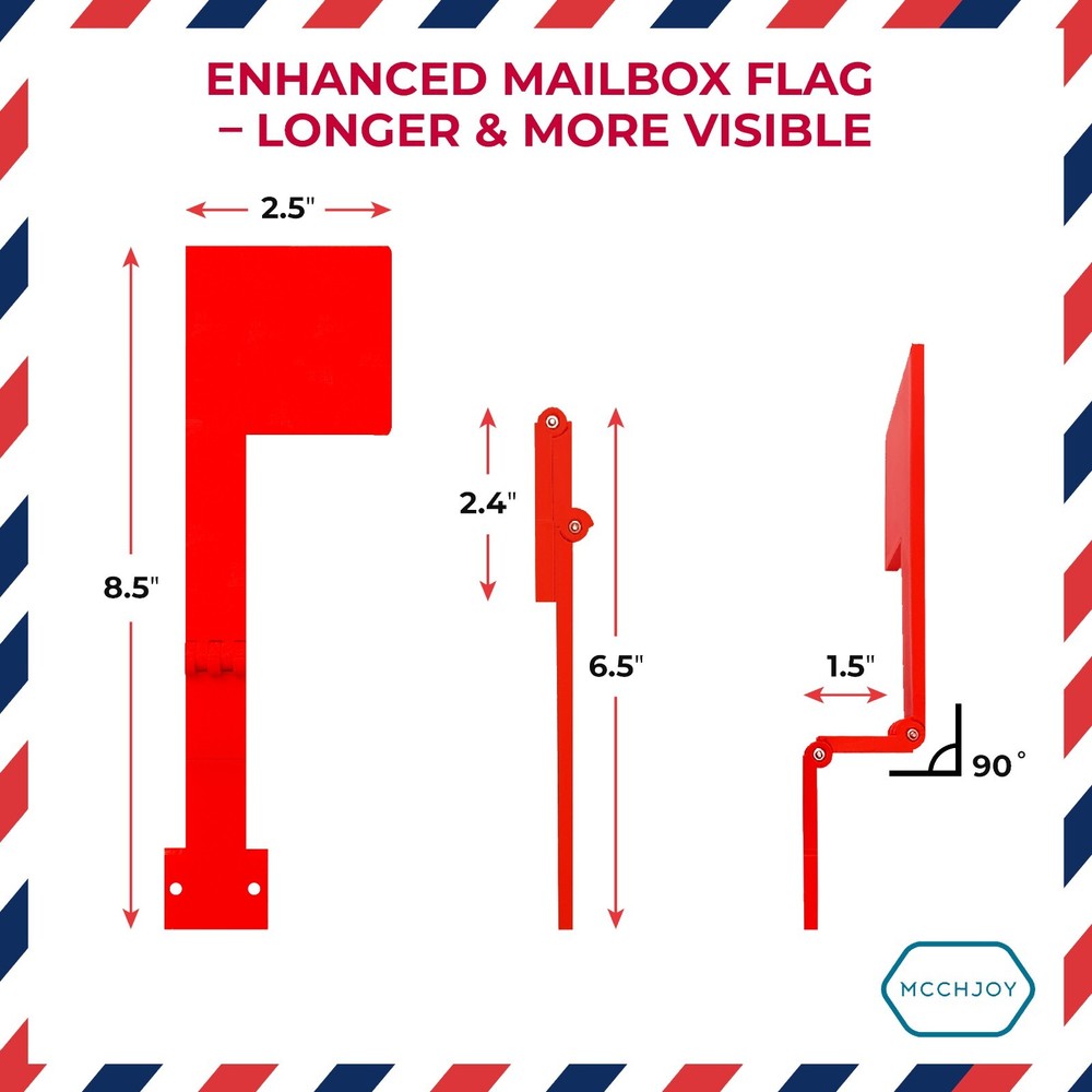 MCCHJoy Folding Vertical Mailbox Flag, Wall Mounted Mailbox Flag, No Tools