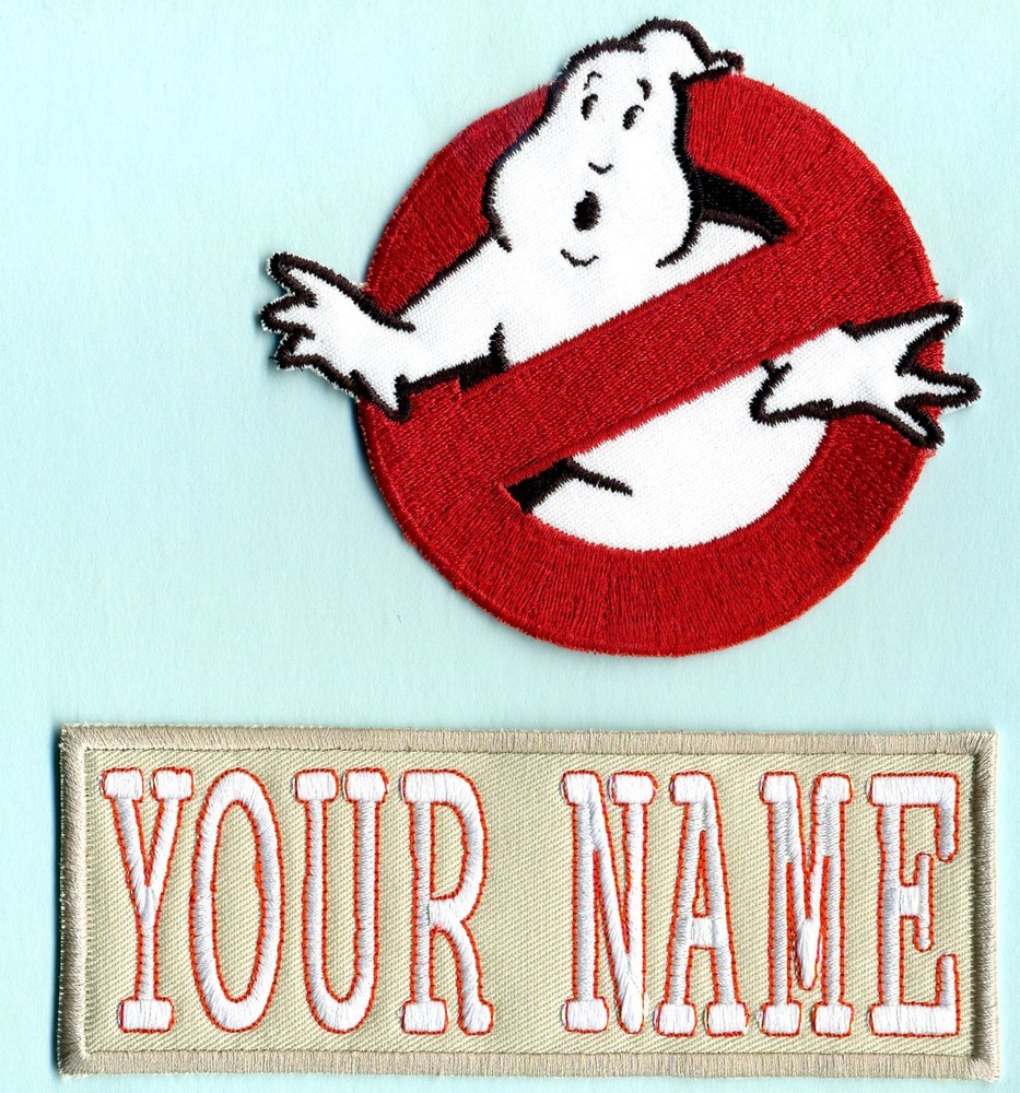 ADULT size LADY Ghostbusters No Ghost 1 & Custom Name Tag Patch Set [Hooks Back]