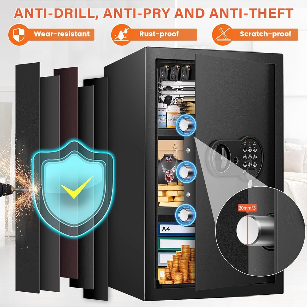 23.62'' Tall Extra Large Home Safe Box, Safe with Fireproof Waterproof Document