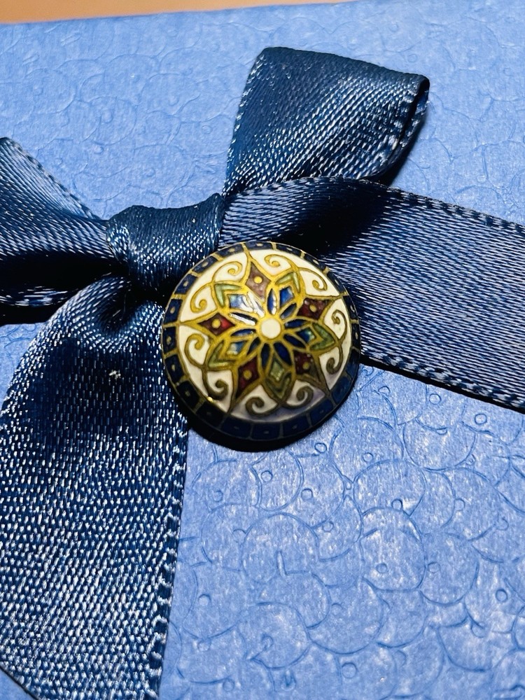 Antique French Champleve Enamel Multicolored Button