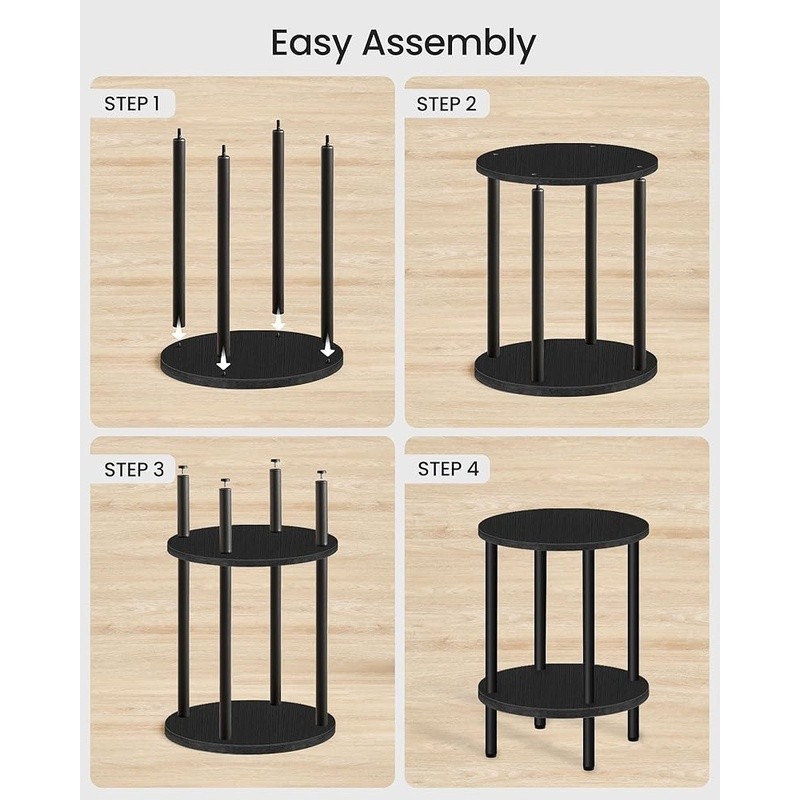 Compact Round End Table W/ Dual Layer Storage Stylish Nightstand Small Spaces US