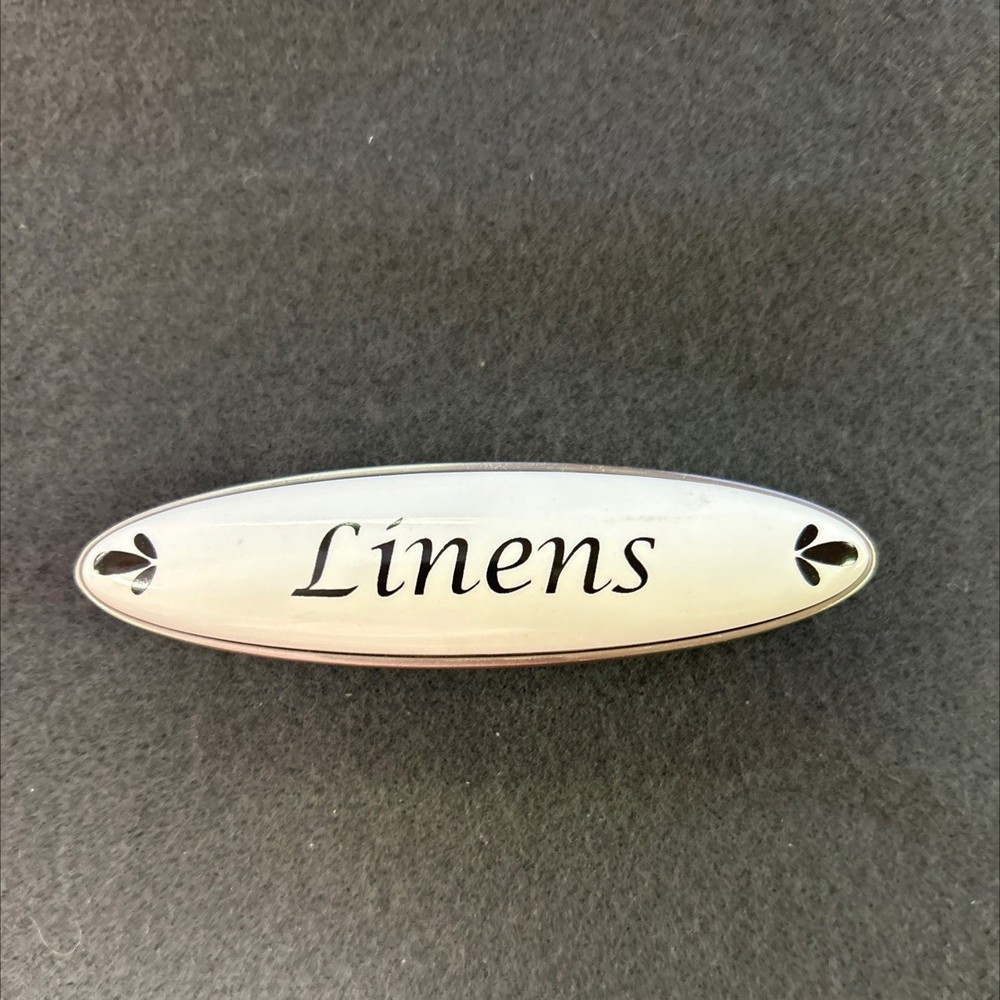 (12 Pack) 3" Ceramic Linens Pull Black Script and Satin Nickel