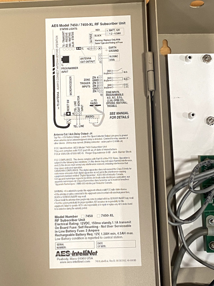AES 7450 IntelliNet Burglary Subscriber Supervised Communicator