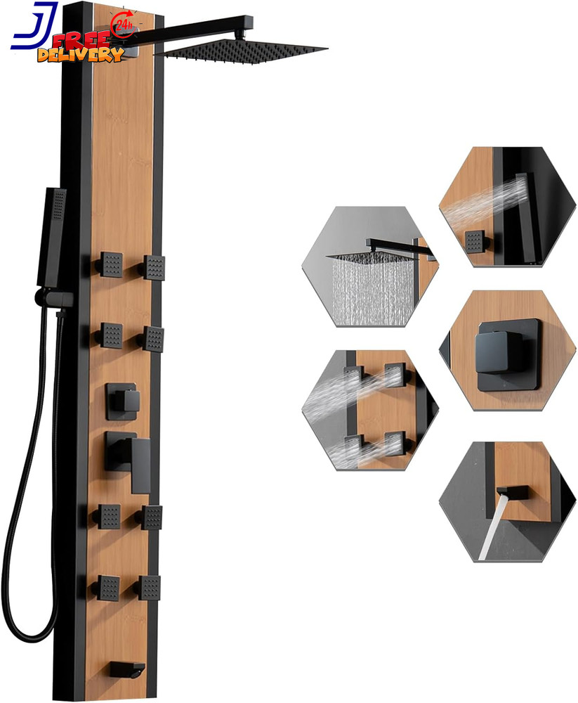 Stainless Steel Shower Panel Tower System 8 Jets Multi-Function Shower Panel Sys