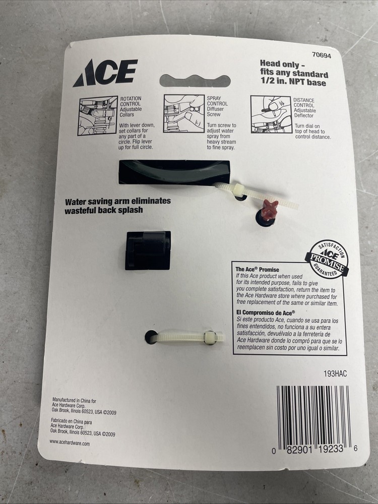 Ace Pulsating Sprinkler Plastic Head Large Coverage fits any 1/2" NPT base