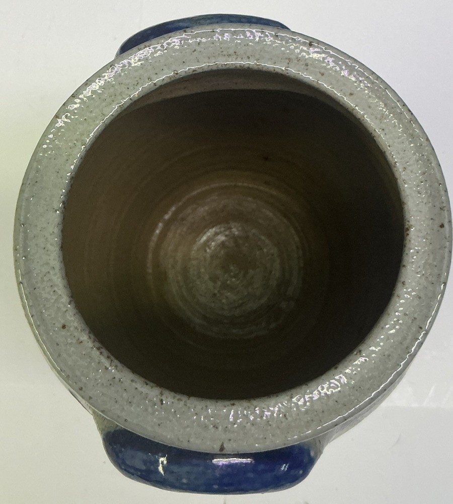 Handled Crock With Blue Indigo Grapes