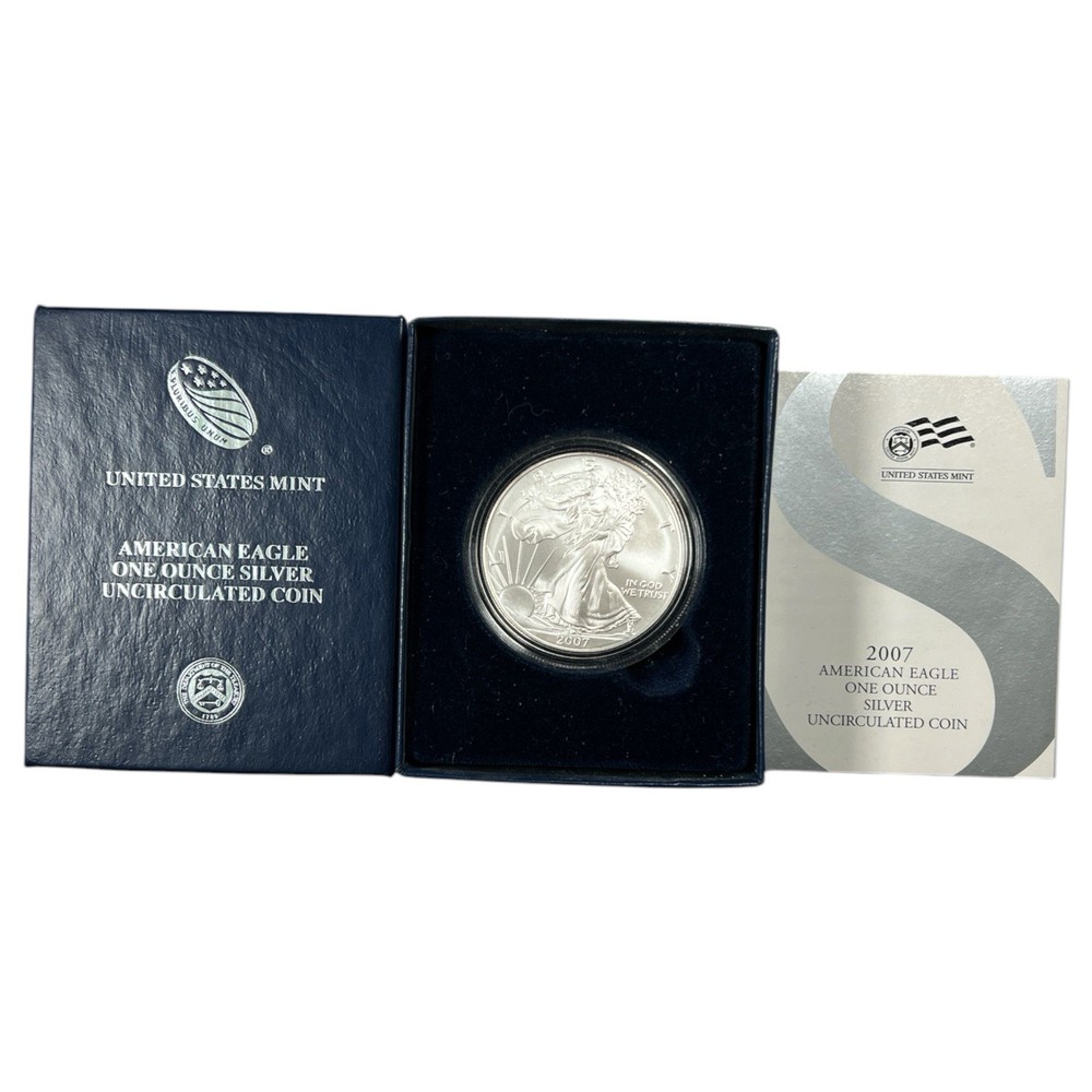 2007 Uncirculated $1 American Silver Eagle Box & COA NB133