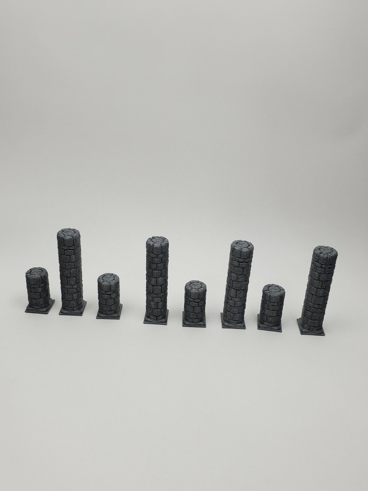 Openforge Dungeon Stone Pillars Round Tiles 3D Printed