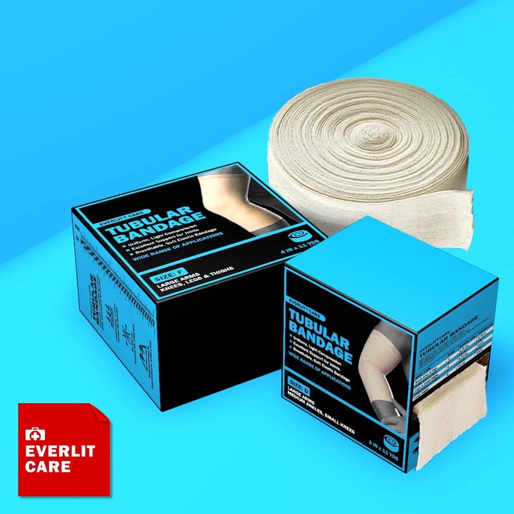 Compression Bandage Roll - Elasticated Tubular Support - Size E - 3.5" x 11 yd