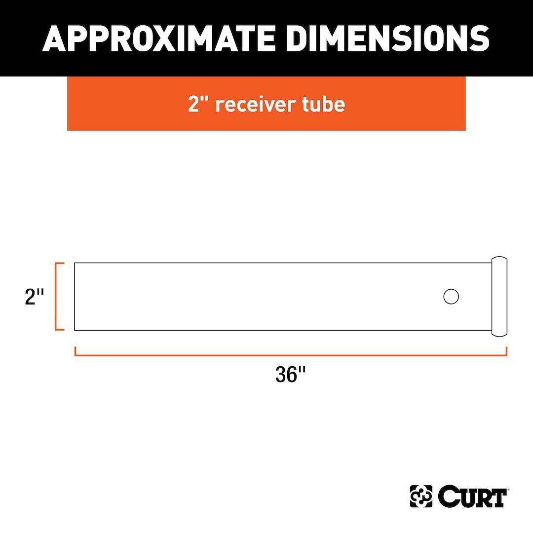 CURT 49360 2-Inch x 36-Inch Weld-On Raw Steel Trailer Hitch Receiver Tube