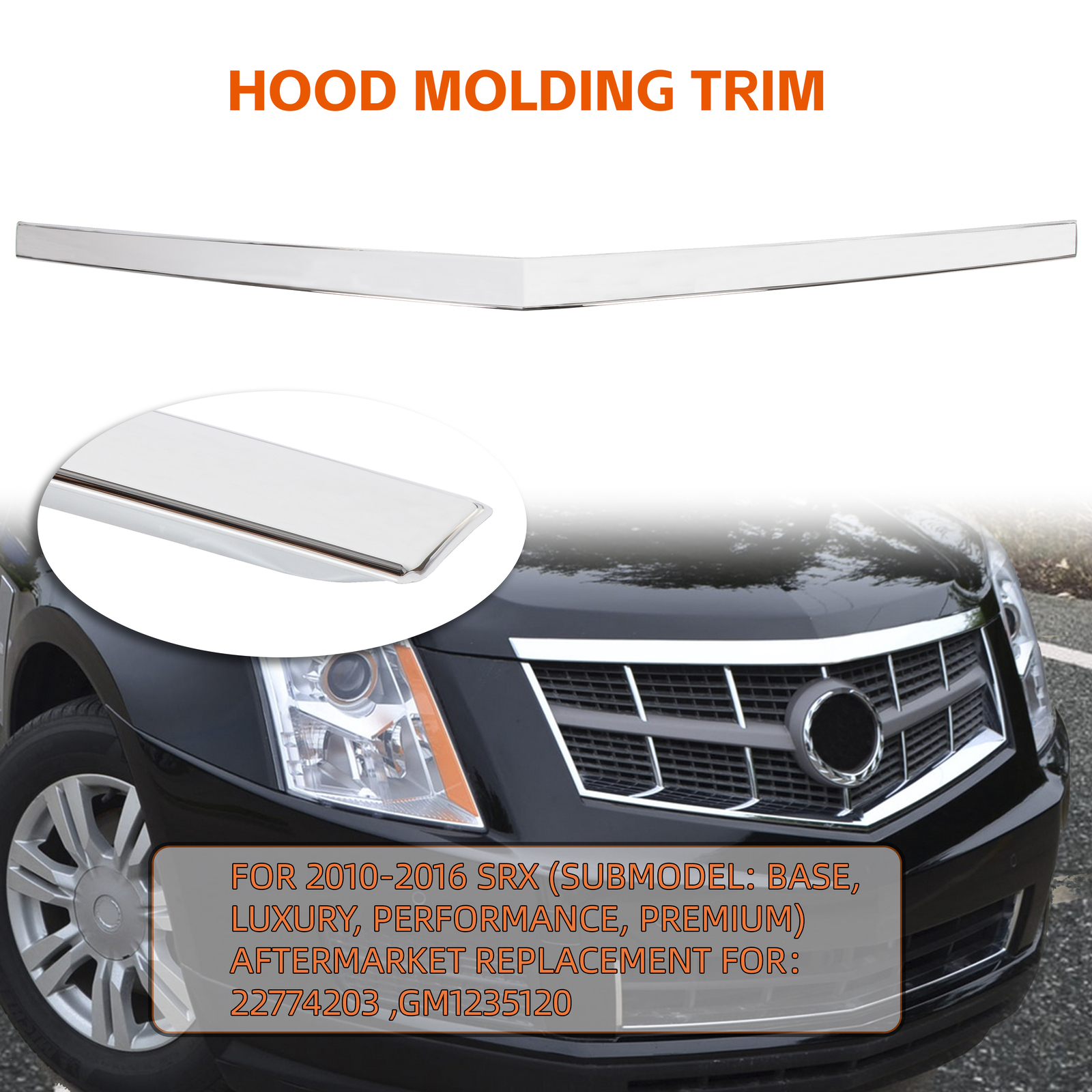 Chrome Hood Molding Trim Moulding For Cadillac SRX 2010-2016 22774203 GM1235120