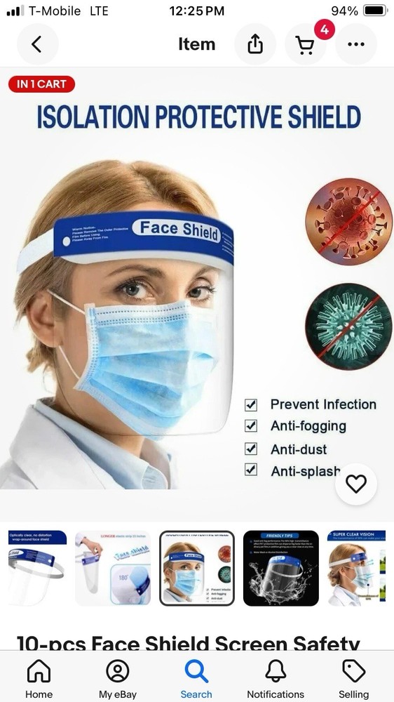 10-pcs Face Shield Screen Safety Protective Eye Splash Proof Full Head-Mounted