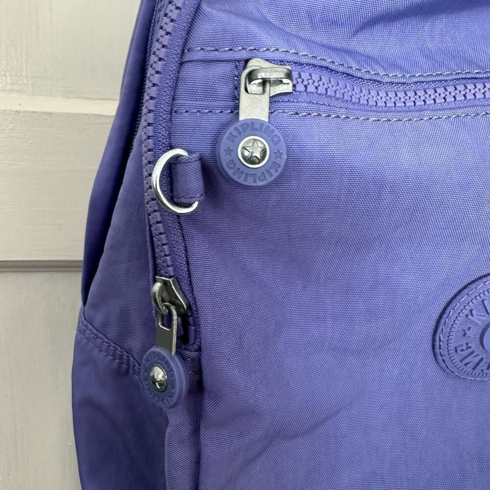 Kipling Live Light Backpack Solid Purple Multiple Padded Straps Zip Compartments