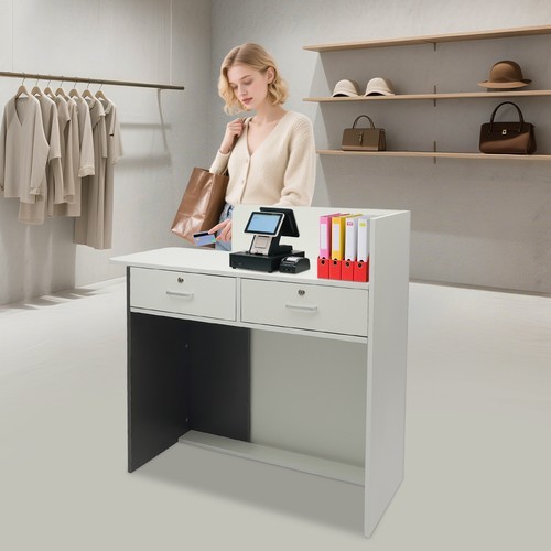 Modern Front Desk Reception Counter, Reception Desk for Salons with LED Light