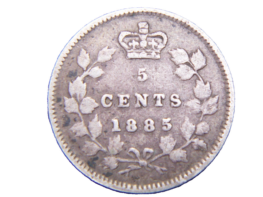 1885 CANADA 5 CENT SCARCE SILVER COIN