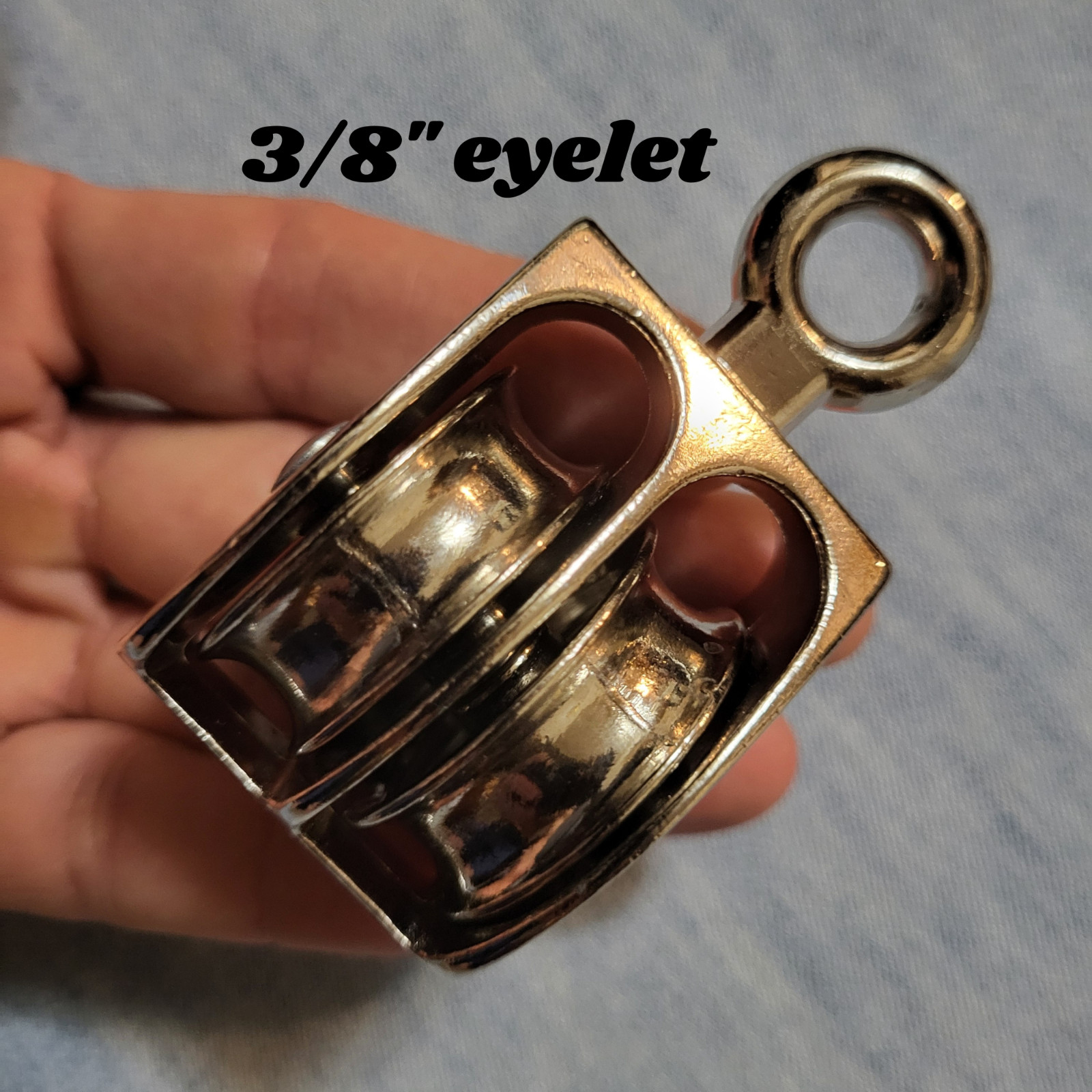 Fixed eye Dual sheave pulley (2 count) bag. dual half inch wide wheels 3"