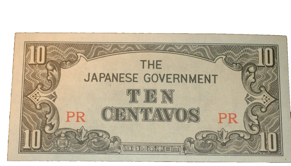10 Centavos Japanese Philippine invasion notes Five (5) crisp uncirculated notes