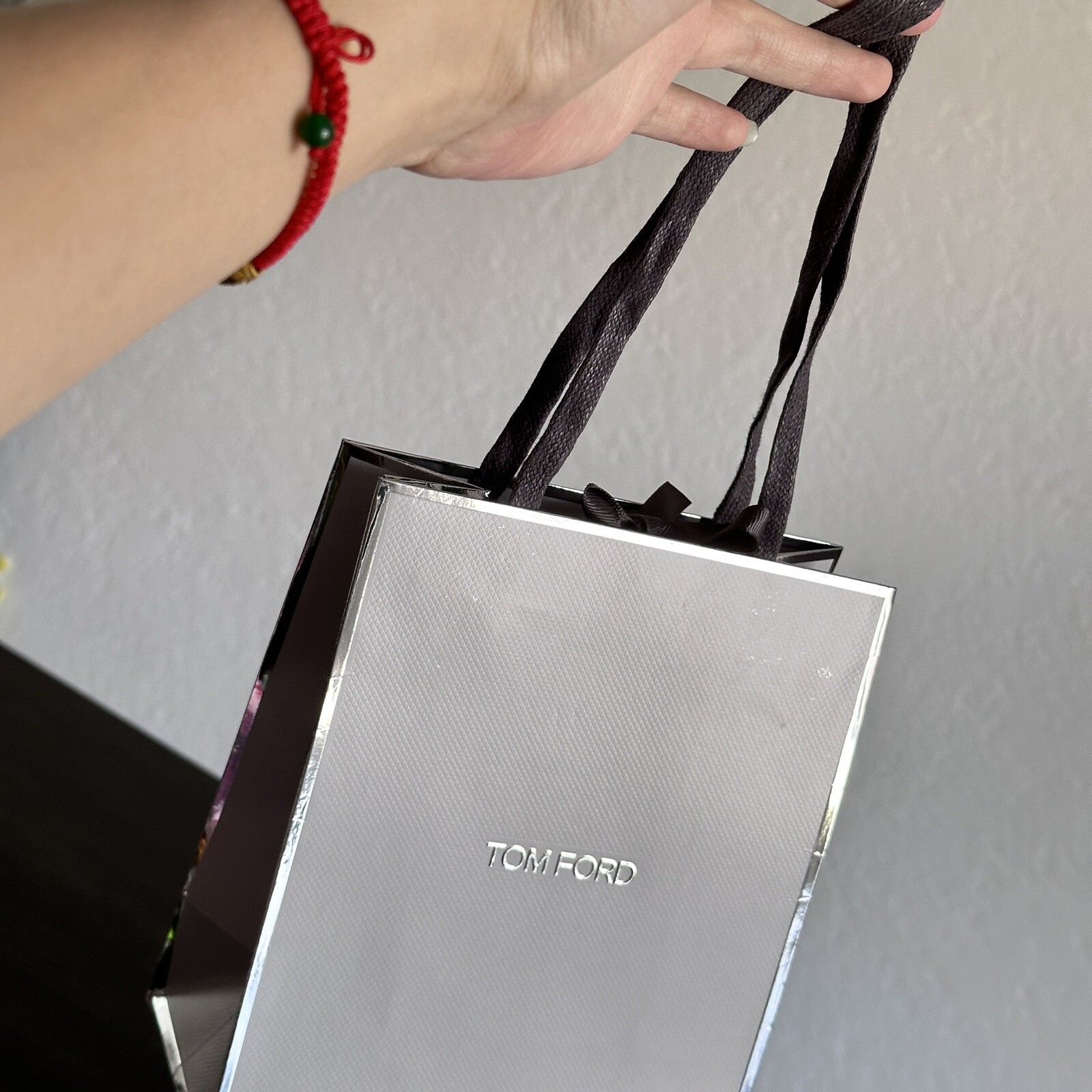 Tom Ford Authentic Gift Paper Shopping Bag Small Grey L 7.5" W 6.5" D 3.5"