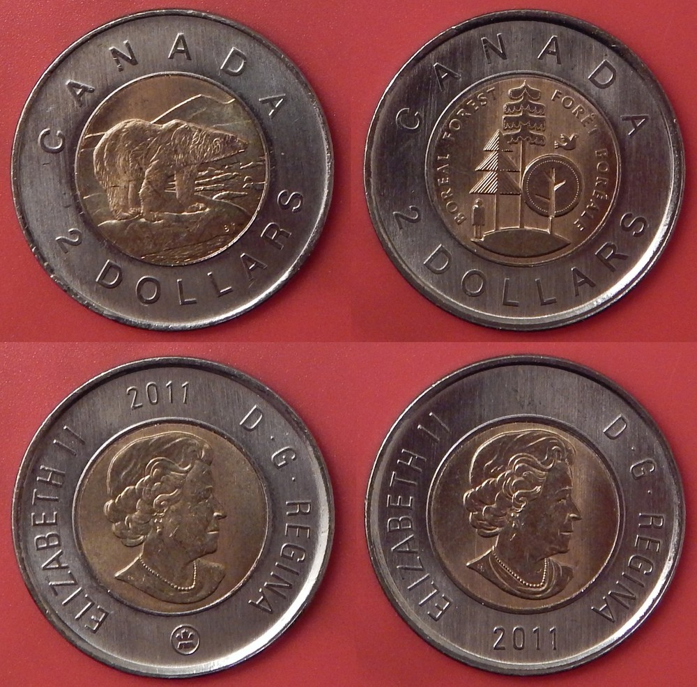 Brilliant Uncirculated 2011 Canada Bear & Forest 2 Dollars