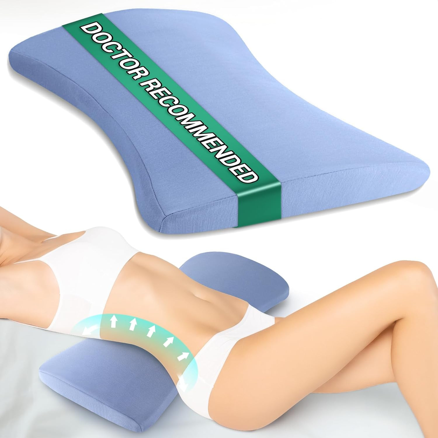 Lumbar Support Pillow for Bed: Memory Foam Lower Back Pain Relief Pillow for Sle