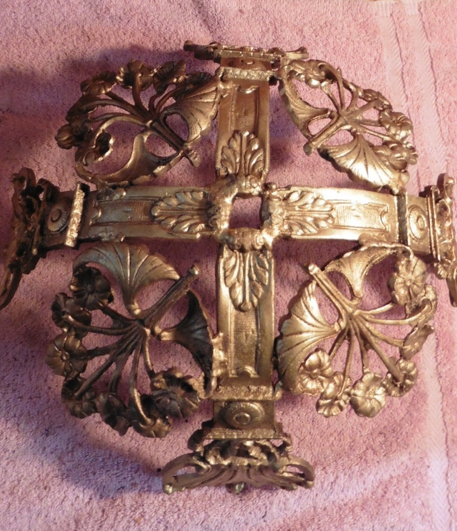 Antique Gilt Bronze Chandelier Base Ornate Acanthus Leaf Motif Louis XV Rococo