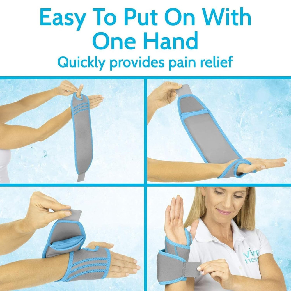 Wrist Ice Pack Wrap - Refreezable Gel Compression Support - Flexible Hot & Cold