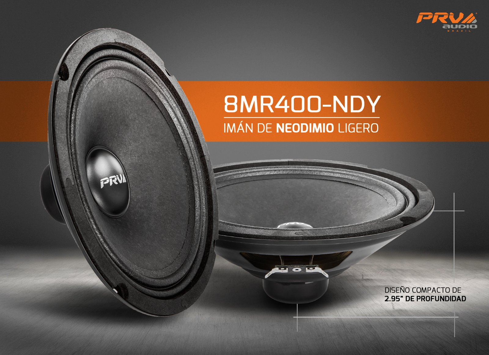 4x PRV Audio 8MR400-NDY Neodymium 8" Midrange Loudspeakers 400W 8 Ohms 8MR Neo