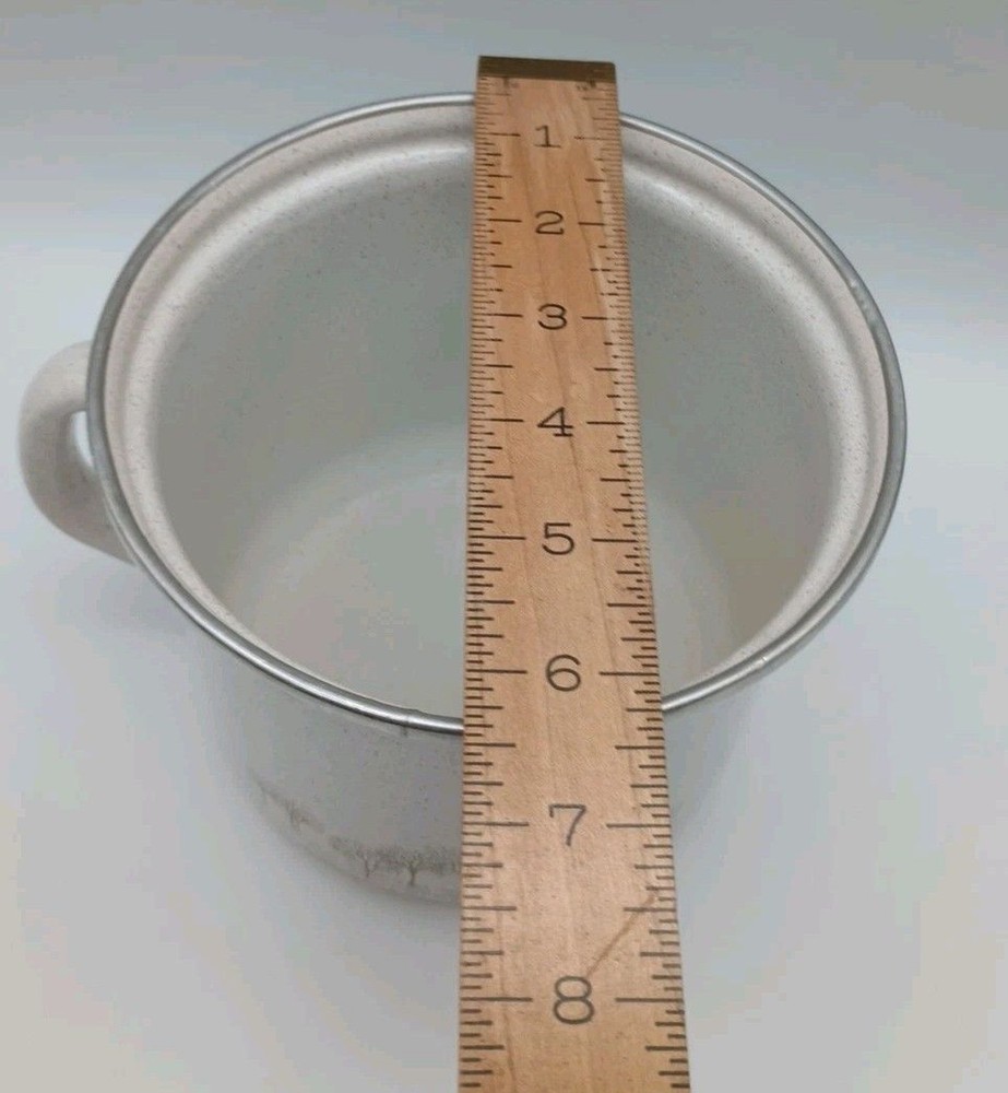 Vtg Heavy Enamelware Cookware Polish Handle Winter Trees
