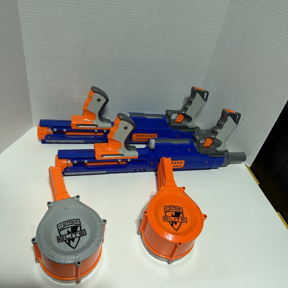 Nerf Raider CS-35 Rampage Basters Blue Tested 25 round drum x2