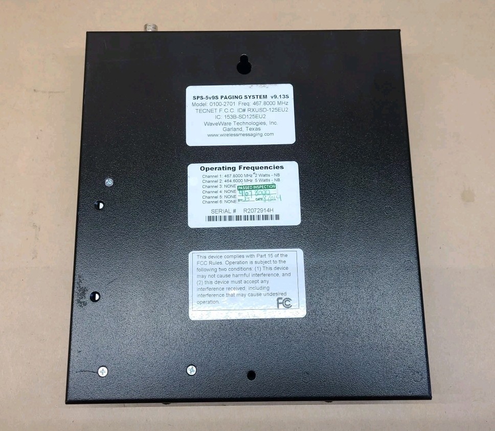 WAVEWARE SPS-5V9S PAGING SYSTEM 0100-2701 w/ AC Adapter & Antenna - Tested!