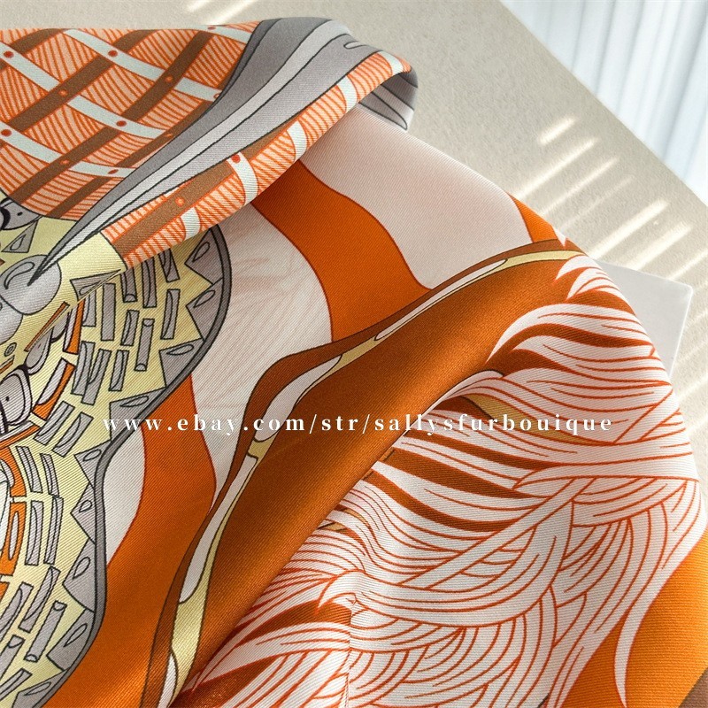 Sallys 100% Twill Silk Large Wrap Scarf Stole Feathers Print Square Shawl 135cm