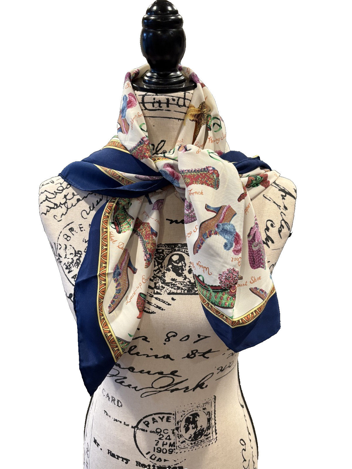 Silk Scarf Colorful High Heel Art Women's 34.8" x 34"