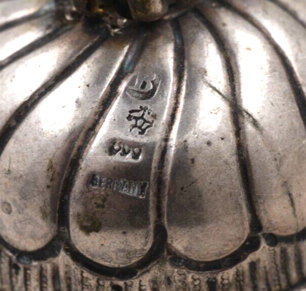 800 Silver Antique Dinner Bell Germany Figural Handle