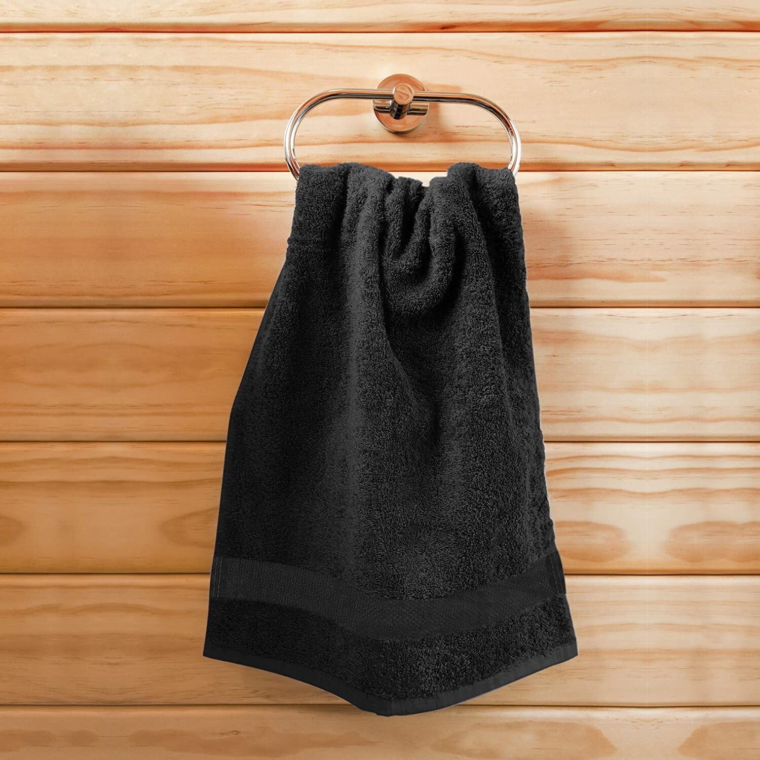 Salon Towels 100% Cotton Towel Pack Of 12 Black Spa Towel in 16x27 inches.