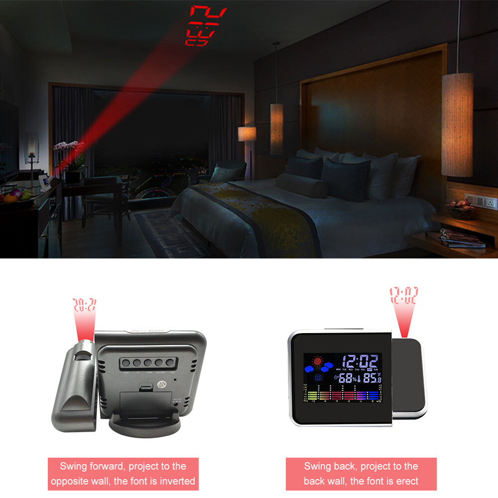 Projection Alarm Clock Weather Station Thermometer Temperature Humidity Monitor