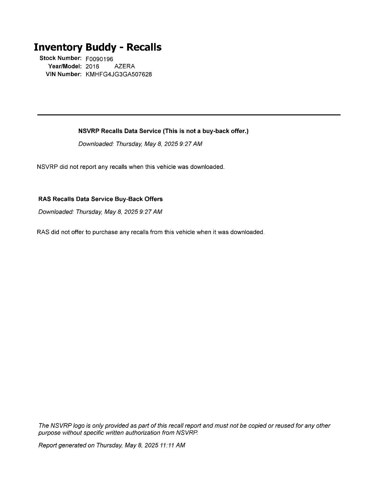 2016 Hyundai Azera Used White Deck Lid with Rear View Camera - OEM