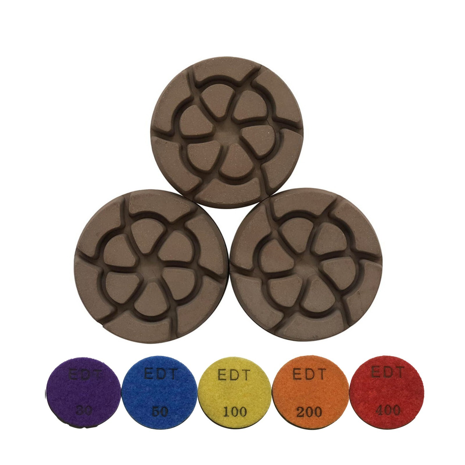 3" Hybrid Transitional Diamond Grinding Pads, Set of 3pcs