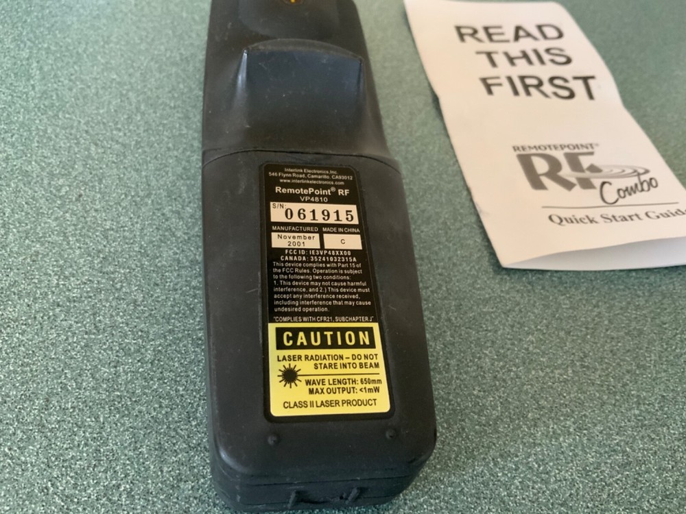 VINTAGE 2001 INTERLINK ELECTRONICS - REMOTEPOINT HANDHELD RF MOUSE # VP4810