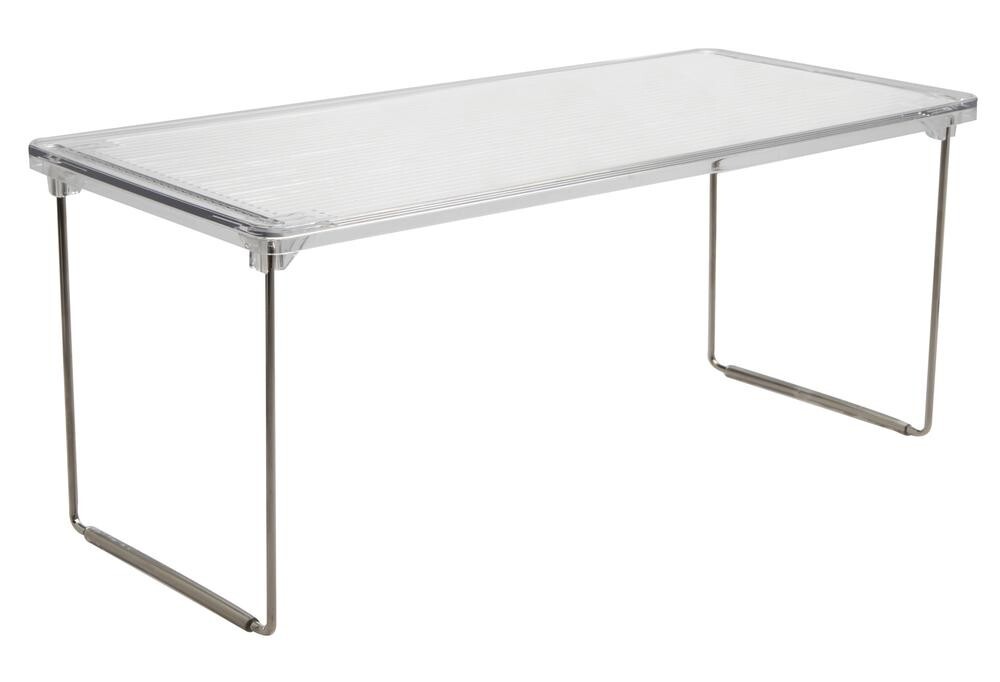 iDESIGN 16" MODERN CLEAR ACRYLIC SHELF ORGANIZER, HEAVY DUTY FOLDING STACKABLE