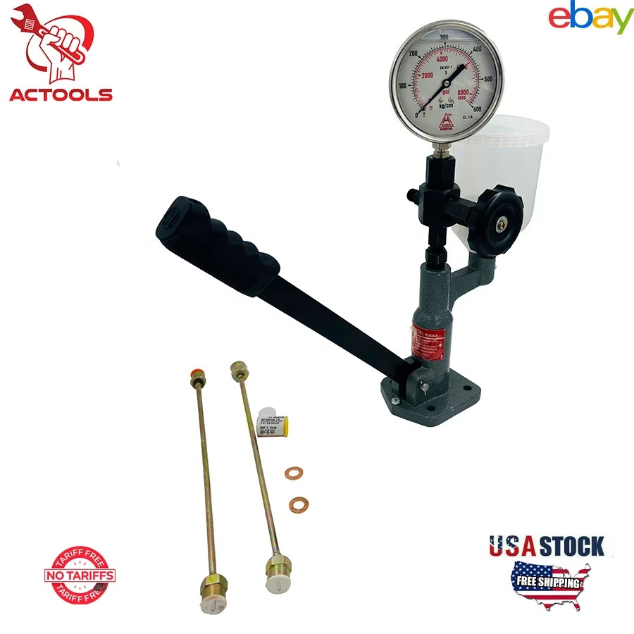 Diesel Injector Nozzle Pop Tester 0- 600 BAR Dual Scale 0-8500 PSI Gauge USA