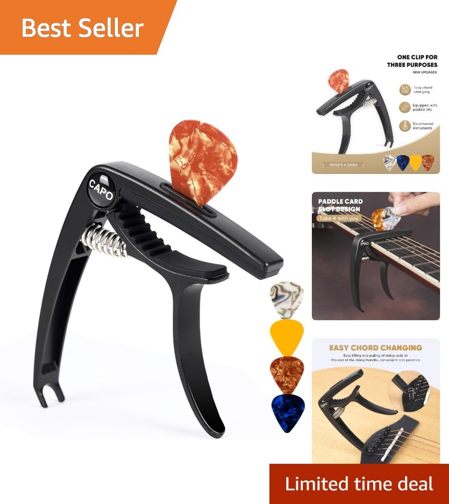 Universal 6-String Guitar Capo & Picks for Acoustic/Electric Performance