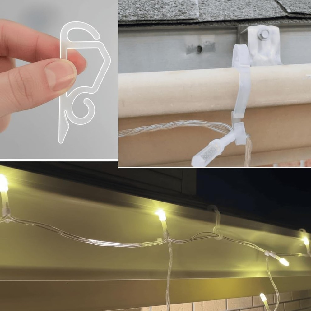 Kihanyoh Christmas Light Clips, White Gutter Hooks Outside String