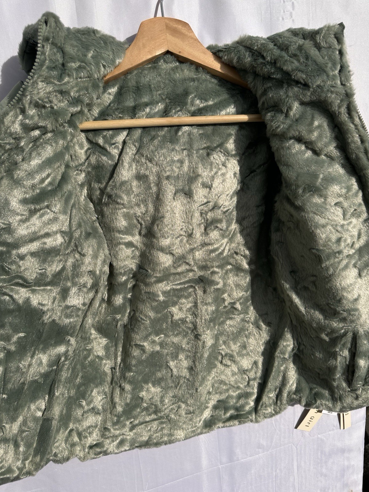 Madden Girl Reversible Winter Coat, Size 10/12, Moss Green, New