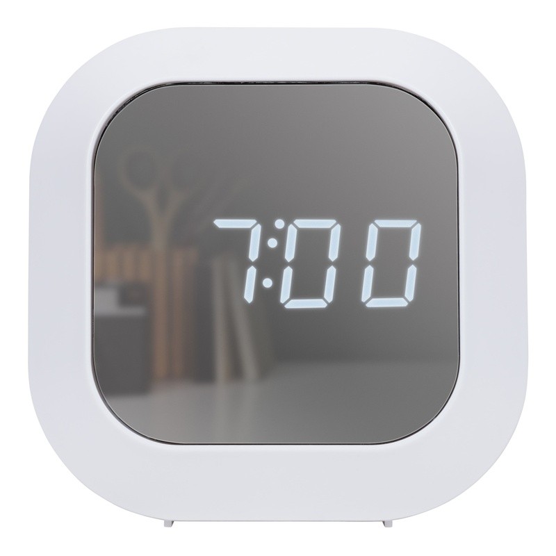 Digital Alarm Clock Mirrored LCD USB Snooze Brightness Control Battery Backup