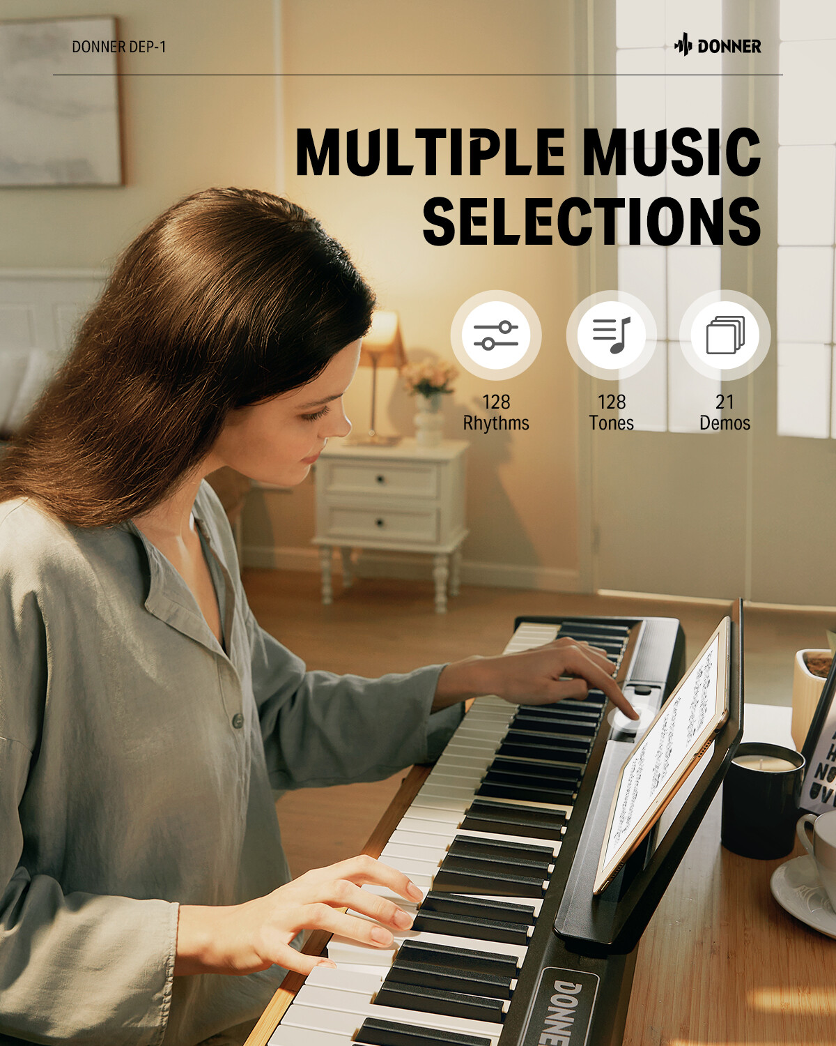 Donner DEP-1 88-Key Digital Piano with Sustain Pedal Case