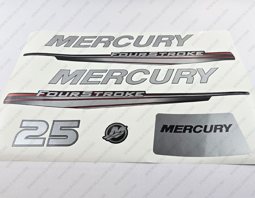 Mercury 25 hp Four Stroke 2013-2017 RED outboard engine decals sticker