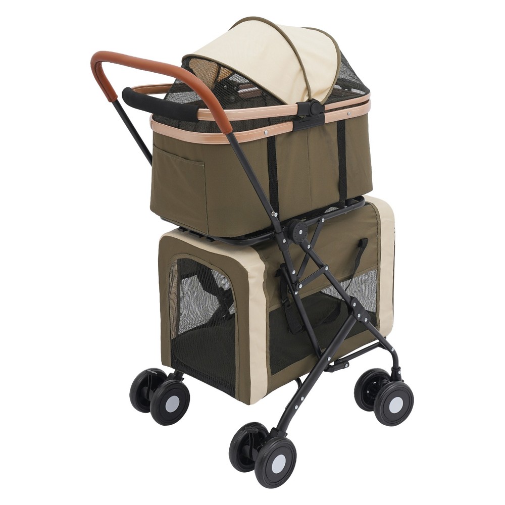 2-Tier Dog & Cat Stroller Foldable Pet Stroller Small & Medium Pet Stroller