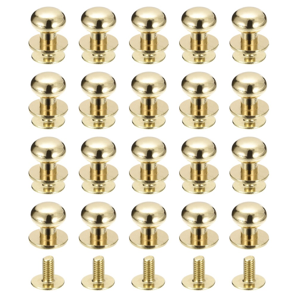 9mm Ball Head Stud Rivets Screw Back, 20Pack Round Head Button, Light Golden