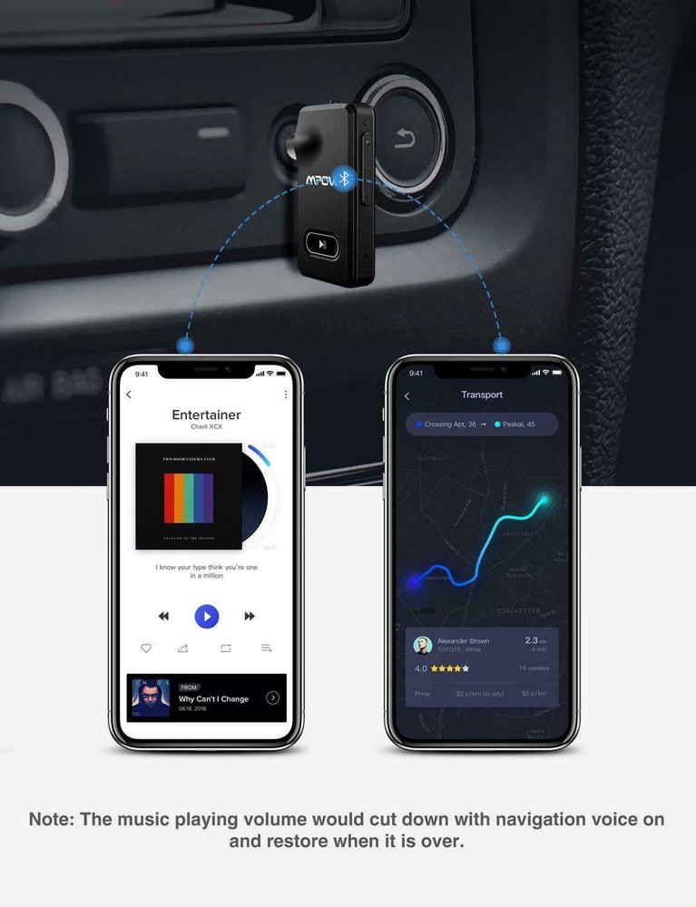 Adaptador de Auto Auxiliar Portátil para Receptor Bluetooth para Música Mp3