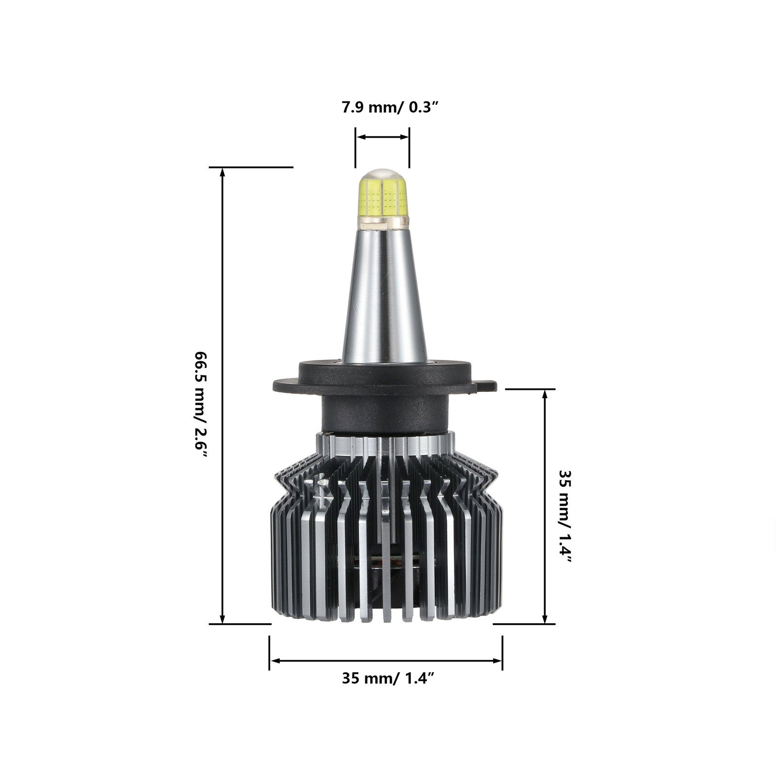 8-Sides H7 LED Headlight Bulb Kits 360° Low Beam White Super Bright 6500K 2400W